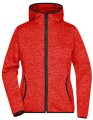 Dames Fleece Hoodie James & Nicholson JN588 red melange-zwart